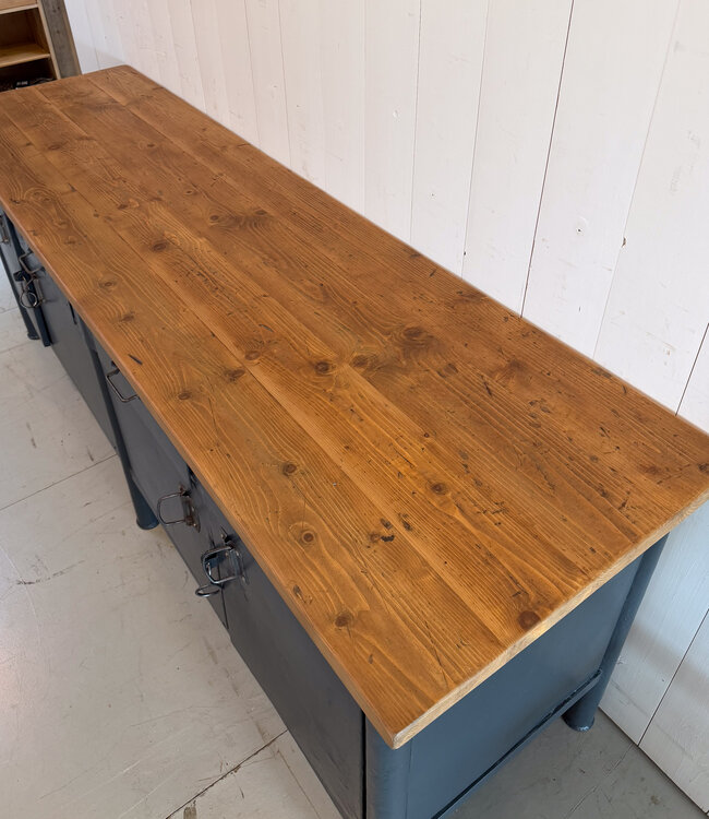 Vintage steel sideboard with drawers and doors