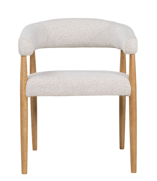 Chair Noor | Dining chair with wooden legs & armrests | cream