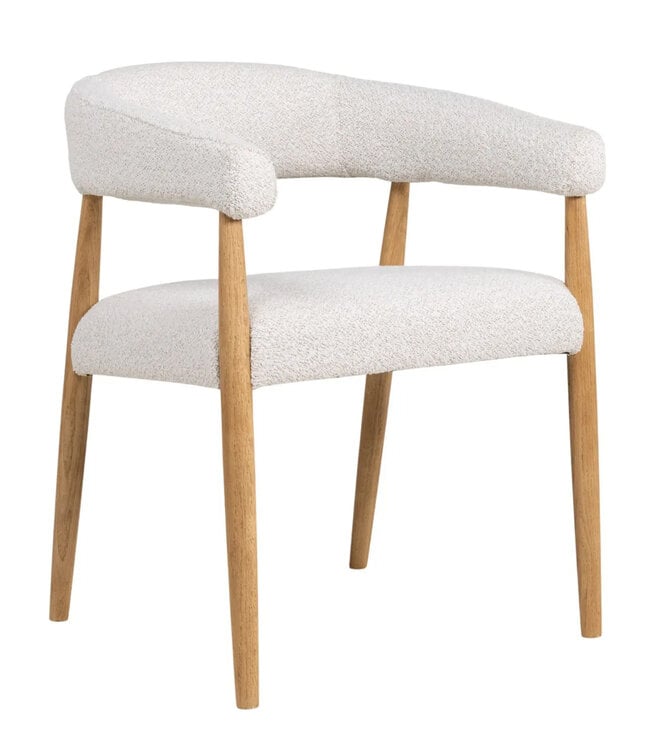Chair Noor | Dining chair with wooden legs & armrests | cream