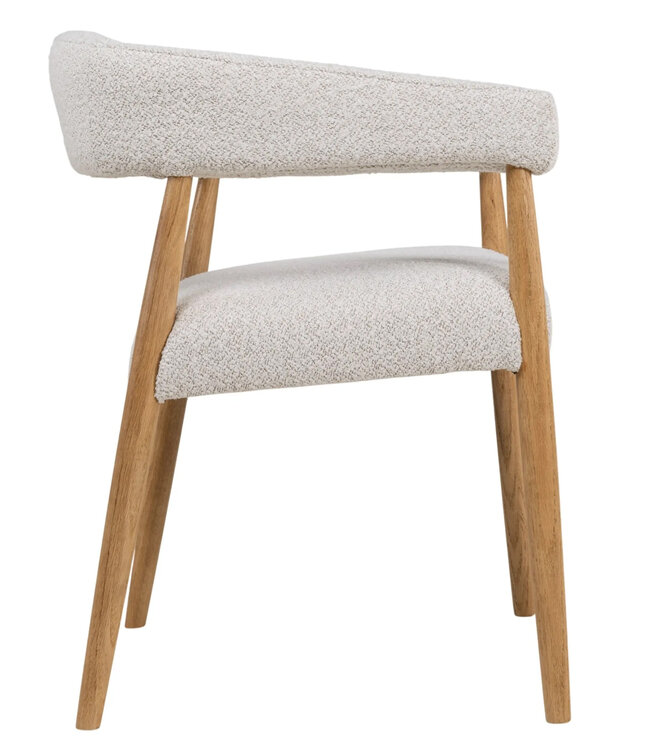 Chair Noor | Dining chair with wooden legs & armrests | cream
