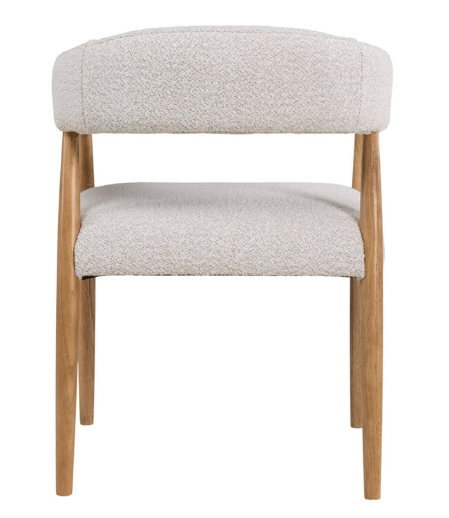 Chair Noor | Dining chair with wooden legs & armrests | cream