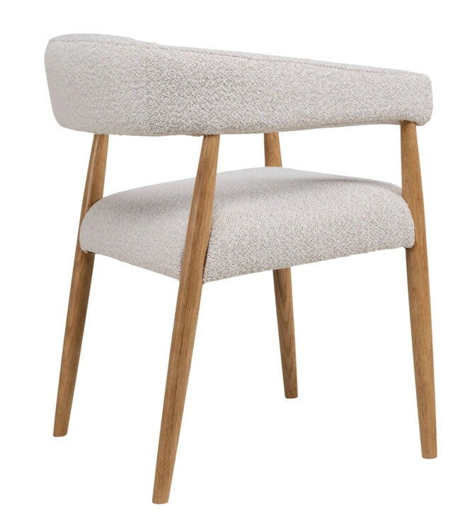 Chair Noor | Dining chair with wooden legs & armrests | cream