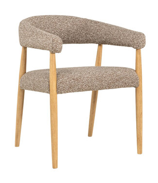 Stuhl Noor | Esszimmerstuhl mit Holzbeinen und Armlehnen | braun