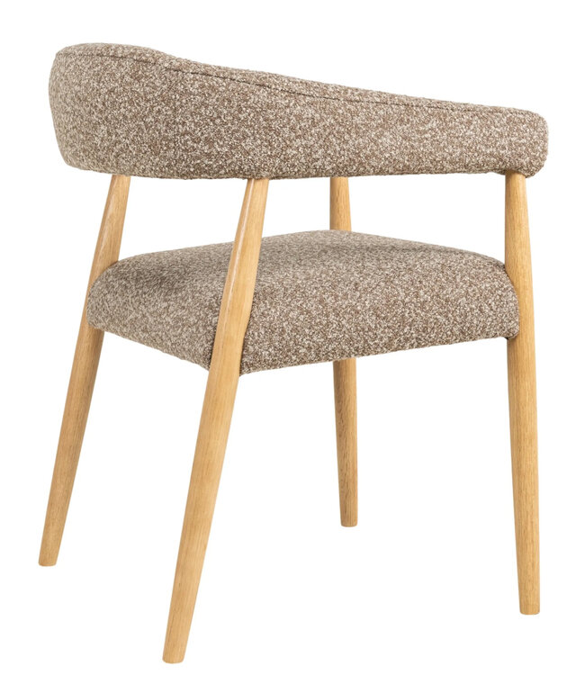 Stuhl Noor | Esszimmerstuhl mit Holzbeinen und Armlehnen | braun