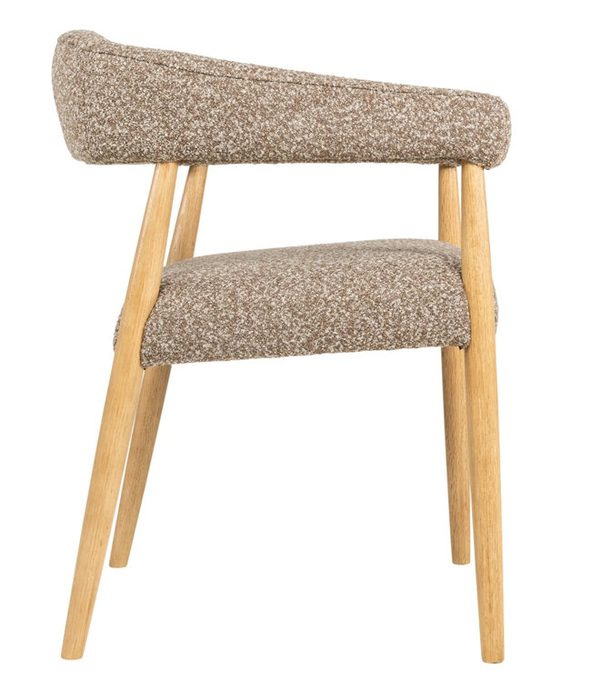 Chair Noor | Dining chair with wooden legs & armrests | brown