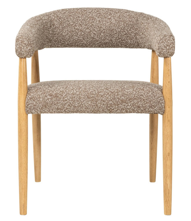 Chair Noor | Dining chair with wooden legs & armrests | brown