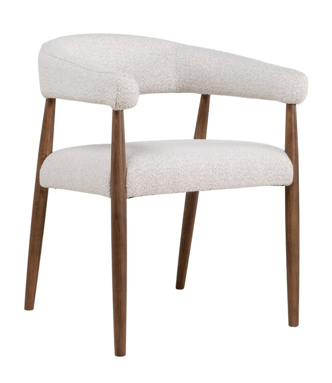 Stoel Noor | Eetkamerstoel met walnoot houten poten & armleuning | creme