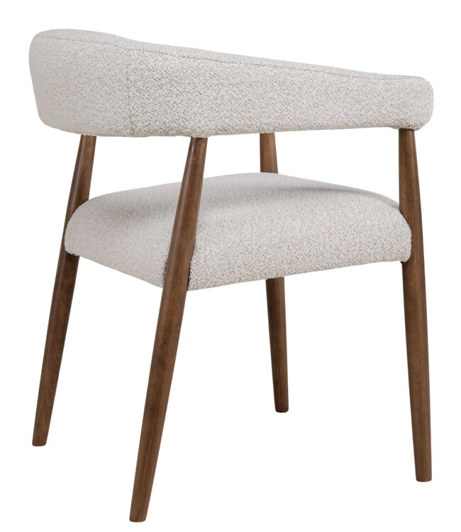 Stoel Noor | Eetkamerstoel met walnoot houten poten & armleuning | creme