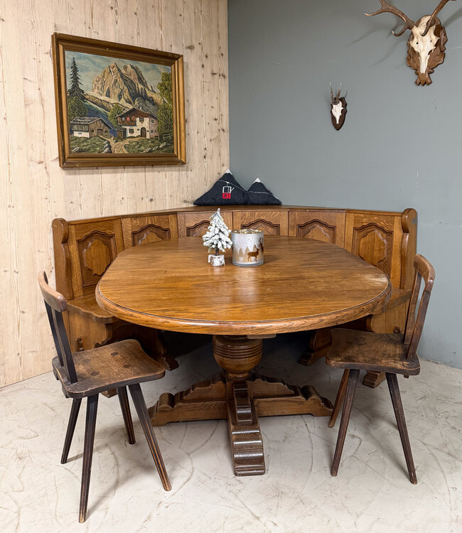 Austrian Stube set | Oak round seating dining area