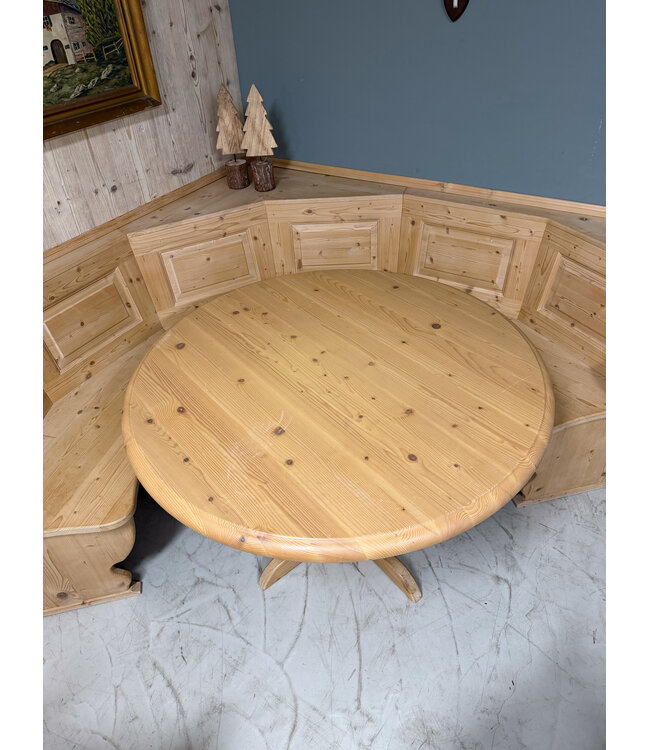 Ronde Alpen zithoek | Oostenrijkse eethoek | Ronde bank + tafel en stoelen