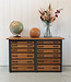 Vintage wood and steel sideboard with drawers