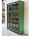 Vintage grüner Vitrinenschrank aus Holz