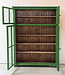 Vintage grüner Vitrinenschrank aus Holz