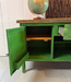 Grünes Vintage-Sideboard mit Schubladen und Türen