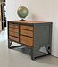 Vintage wood and steel workbench with drawers