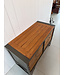 Vintage werkbank hout en staal met lades