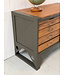 Vintage werkbank hout en staal met lades