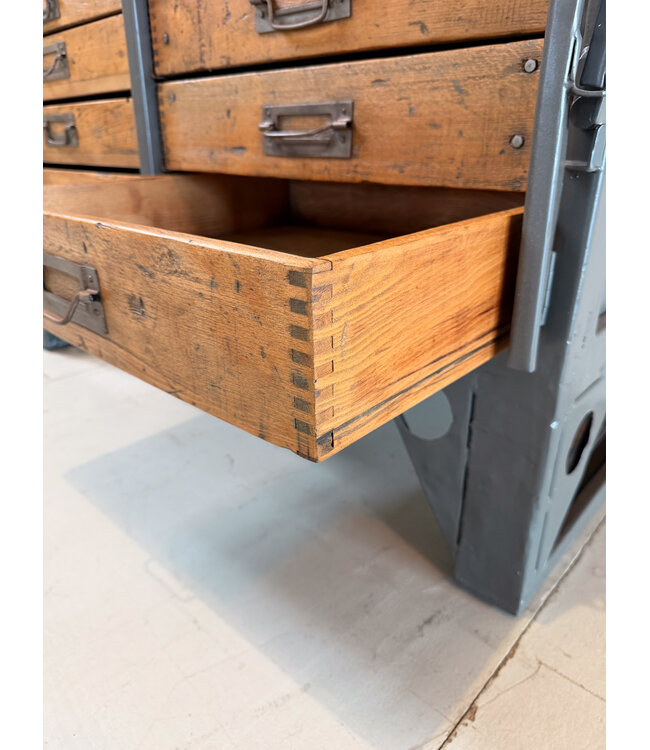 Vintage workbench with drawers