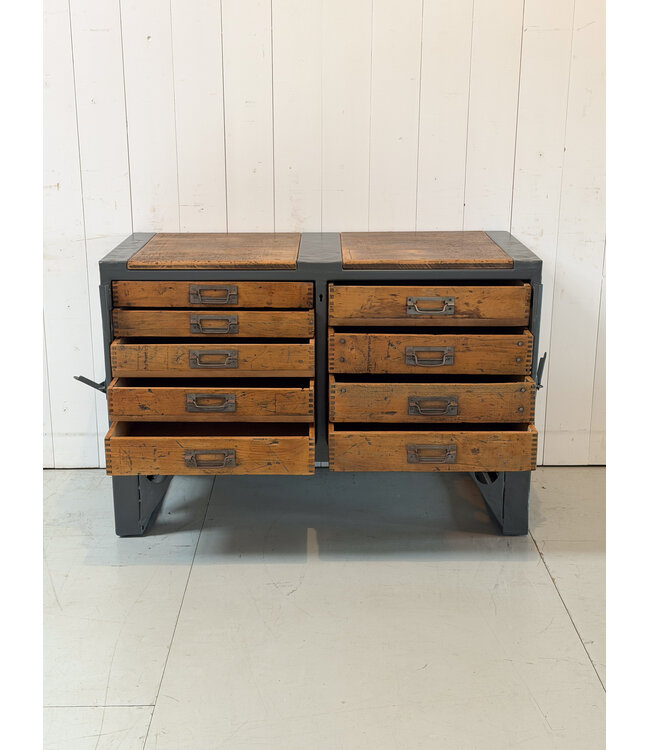 Vintage workbench with drawers