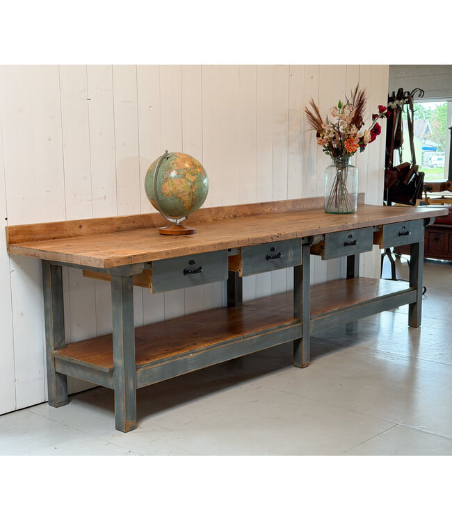 Uniek vintage dressoir 300 cm met lades