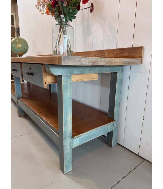 Uniek vintage dressoir 300 cm met lades