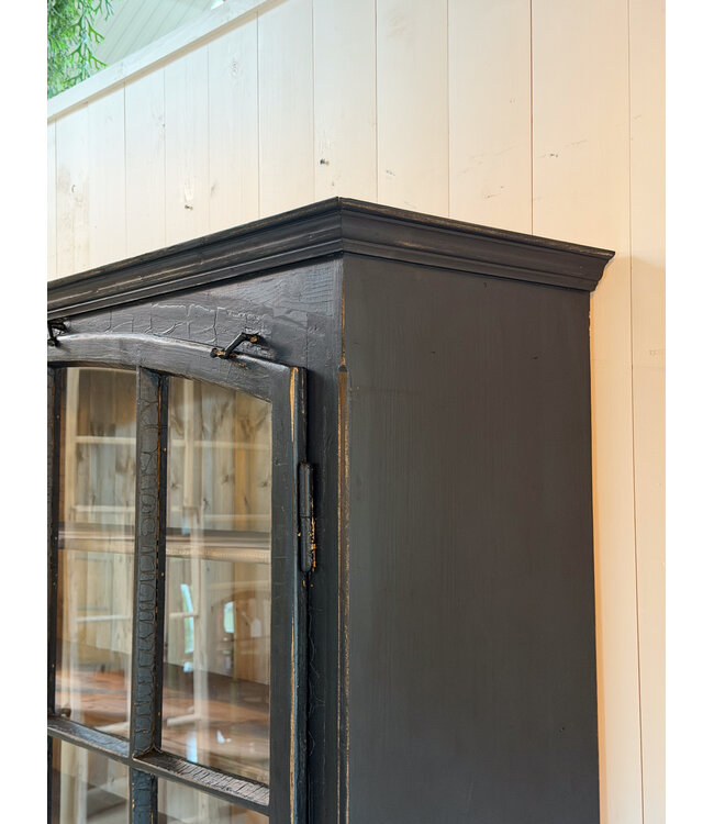 Black display cabinet with glass doors and 12 drawers | Buffet cabinet