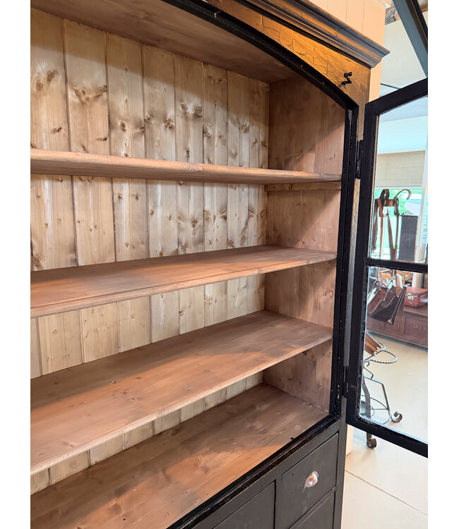 Black display cabinet with glass doors and 12 drawers | Buffet cabinet
