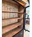 Schwarzer Vitrinenschrank mit Glastüren und 12 Schubladen | Buffetschrank