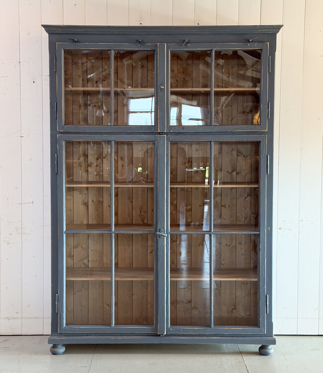 Wooden china cabinet - grey-blue