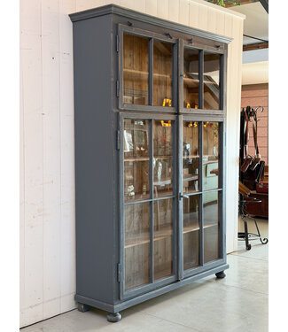 Wooden china cabinet - grey-blue