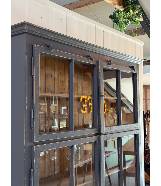 Wooden china cabinet - grey-blue