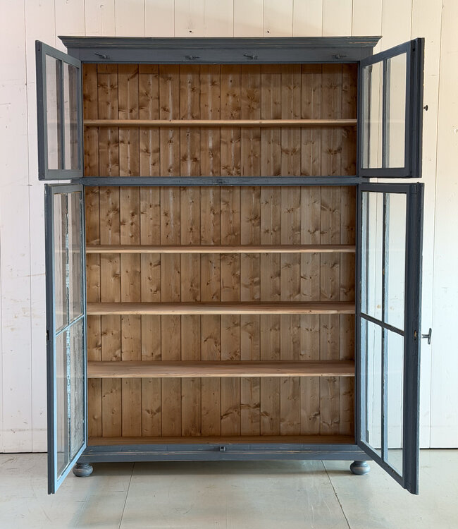 Wooden china cabinet - grey-blue