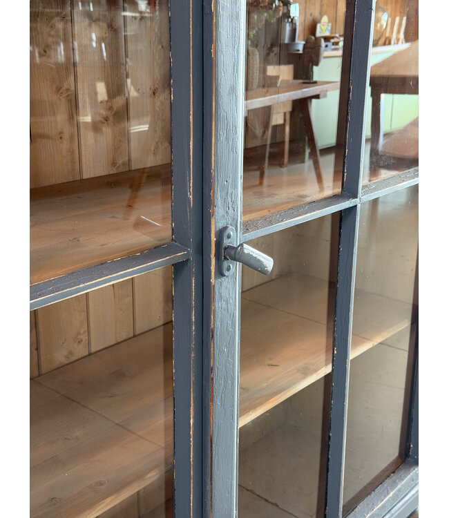 Wooden china cabinet - grey-blue