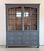 Vintage grey buffet cabinet with old glass | Display cabinet