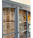 Vintage grey buffet cabinet with old glass | Display cabinet
