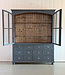 Vintage grey buffet cabinet with old glass | Display cabinet