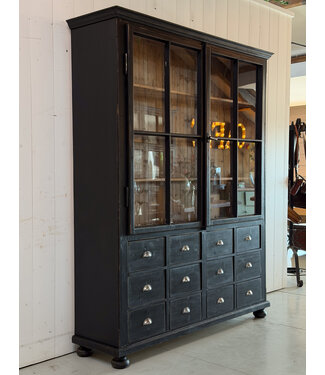 Black display cabinet with 12 drawers | Buffet cabinet