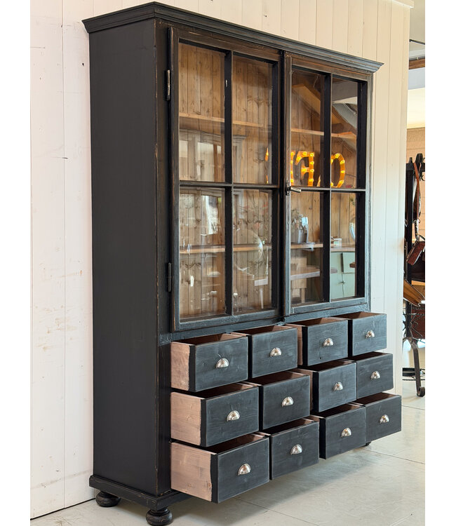 Black display cabinet with 12 drawers | Buffet cabinet