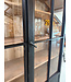 Vintage-Buffetschrank aus schwarzem Holz mit alter Glasscheibe