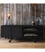 Solid oak TV cabinet - Black wooden TV cabinet
