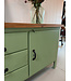 Green workbench with door and drawers