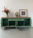 Groen vintage dressoir met lades en deuren