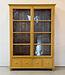 Gele vintage vitrinekast hout