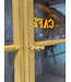 Yellow vintage wooden display cabinet