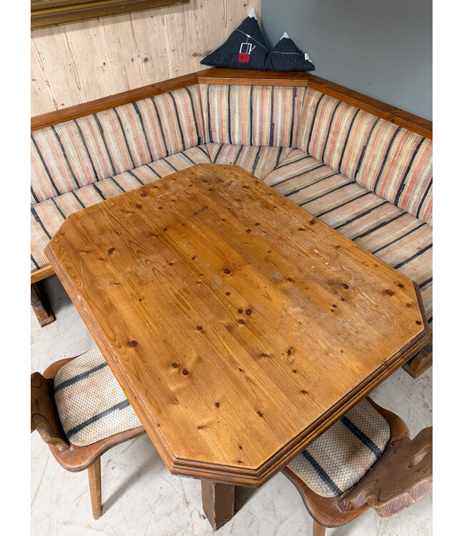 Vintage Alpen Stube-Set | Österreichische Sitzgruppe mit Tisch und Stühlen