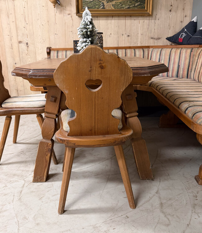 Vintage Alpen Stube set | Austrian seating area with table and chairs