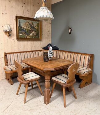 Oldwood Vintage Alpen Stube set | Oostenrijkse zithoek met tafel en stoelen