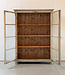 White vintage display cabinet with old glass | Buffet cabinet