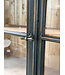 Black vintage wooden display cabinet with old glass