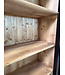 Black vintage wooden display cabinet with old glass